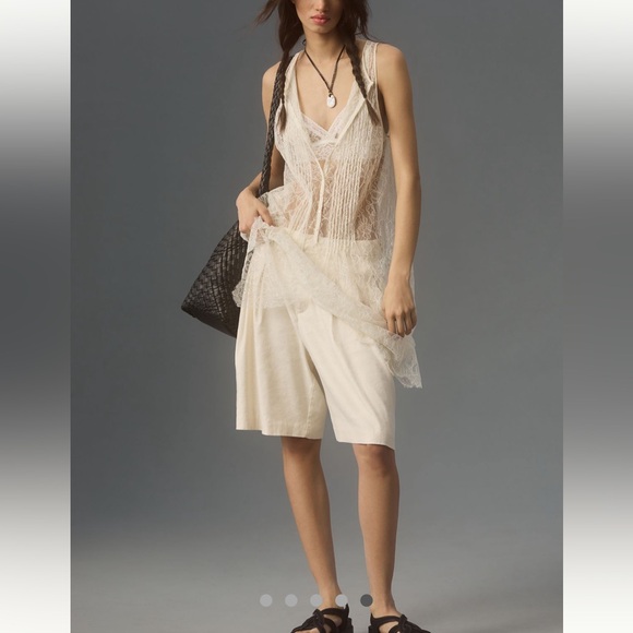 NWT Anthropologie sheer ivory lace tunic size Small - Picture 3 of 8